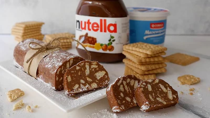 Salame alla nutella senza cottura