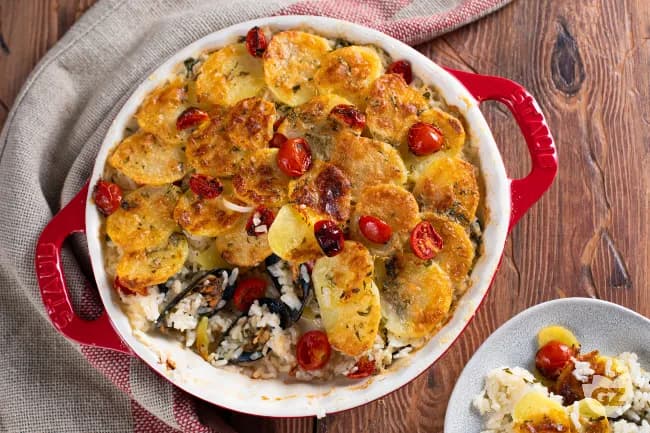 Tiella Barese (riso Patate e Cozze)