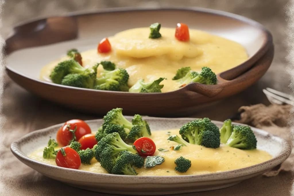 Polenta cremosa con broccoli al